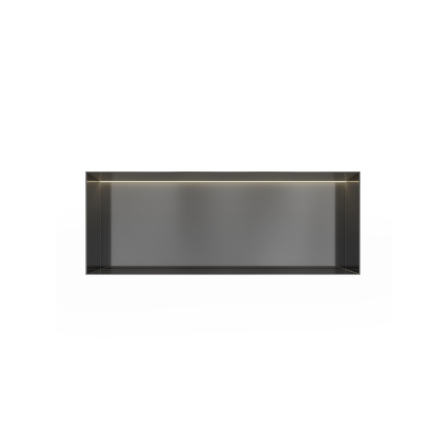 Hotbath &MORE Inbouwbox of inbouwnis - 30x80x10 - frameless + LED - Geborsteld gunmetal PVD BOX080FLBGP