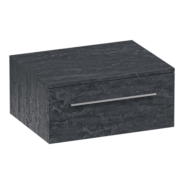 Saniclass Sharp Wastafelonderkast - 60x46x25cm - 1 softclose lade - zonder greep - zonder sifonuitsparing - topblad MFC - Metal OK-SHO60ME