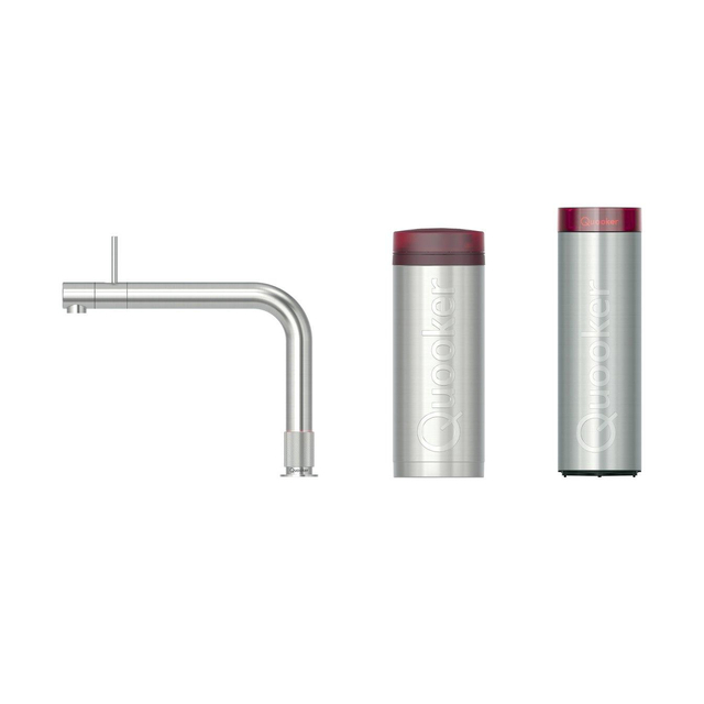Quooker Front kokendwaterkraan - PRO3 incl. Cube reservoir - Warm / kokend / bruisend / gefilterd water - RVS geborsteld 3FRONTRVS-CUBE