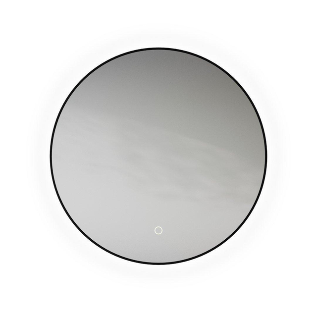 Looox Mirror collection spiegel rond 60cm ind.LED verl. sp.verw. m.black SPMBLR600
