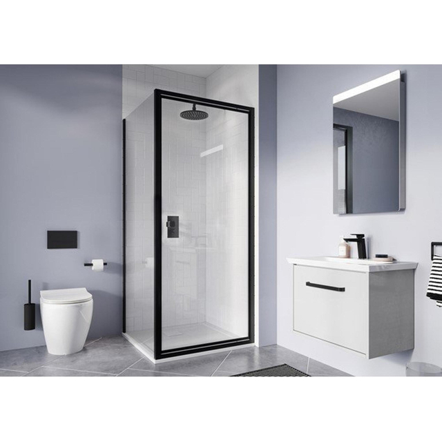 Crosswater Clear 6 Zijwand - 80x195cm - 6mm - helder veiligheidsglas - zwart mat CASPBC0800