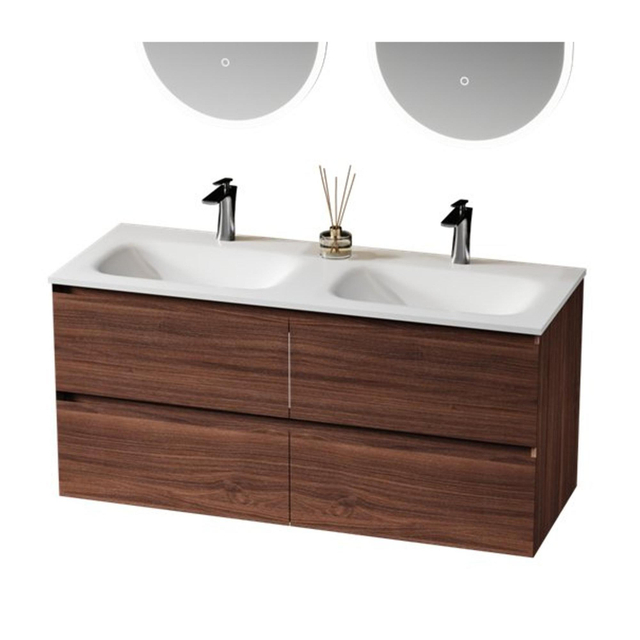 Saniclass Terra Wastafelonderkast - 120cm - 4 lades - kastanje