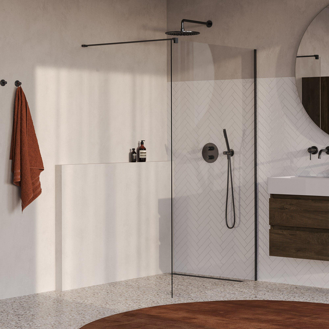 Brauer Oblivion Inloopdouche - 120x200cm - glascoating - helder glas - geborsteld gunmetal PVD GS-OBI1H120200GM