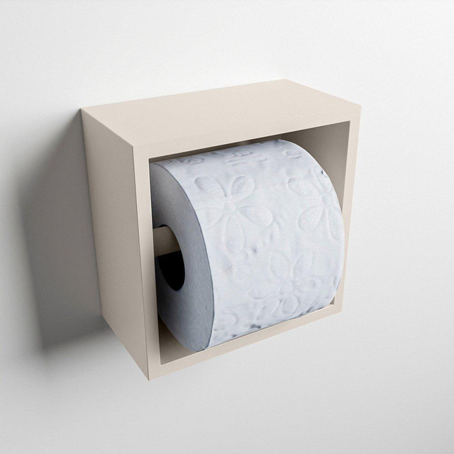 Mondiaz Easy toiletrolhouder 16x16x8.6cm Inbouw-opbouw Solid surface Linen mat m80112LI