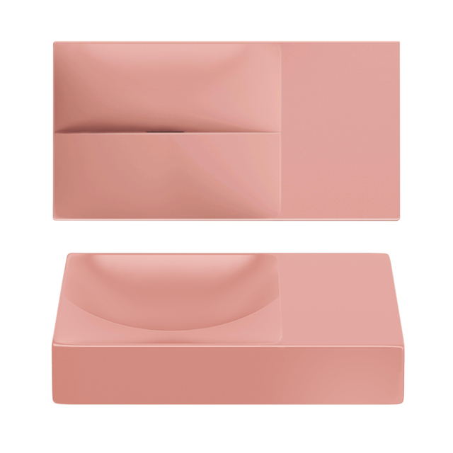 Clou Vale fontein 38 cm zonder kraangat rechts mat roze keram CL/03.40161.R