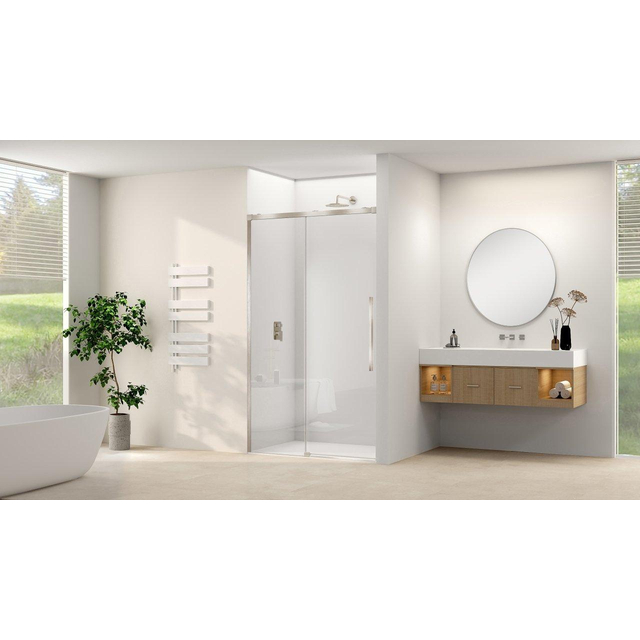 Van Rijn Products ST09 Schuifdeur vast deel - 177.5x200cm - helder glas - soft-close - incl. RVS Geborsteld ST09300180HEBN