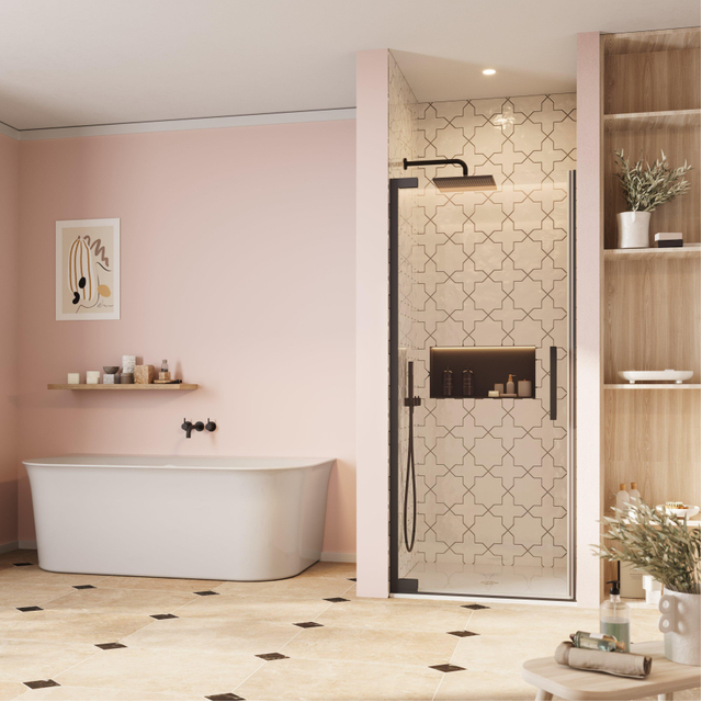 Crosswater Asura Douchedeur - 80cm - draaideur - zonder hendel - mat zwart AUHDBC0800