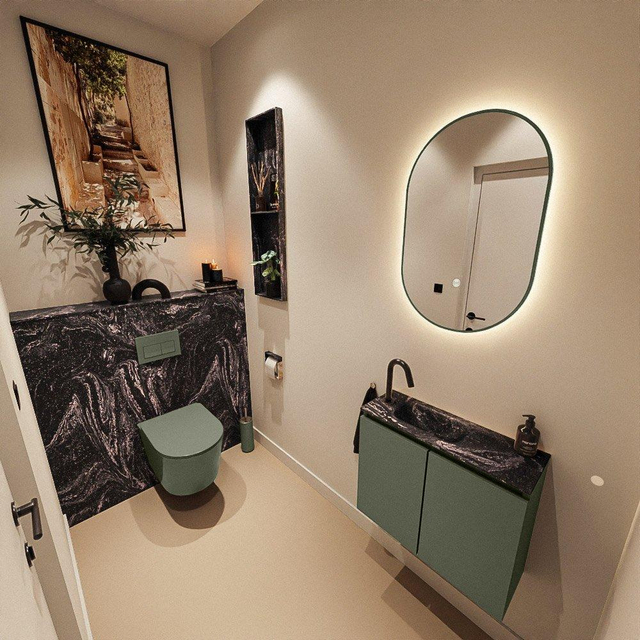 MONDIAZ TURE-DLUX 60cm toiletmeubel Army. EDEN wastafel Lava positie links. Met 1 kraangat. TUREDX60ARML1LAV