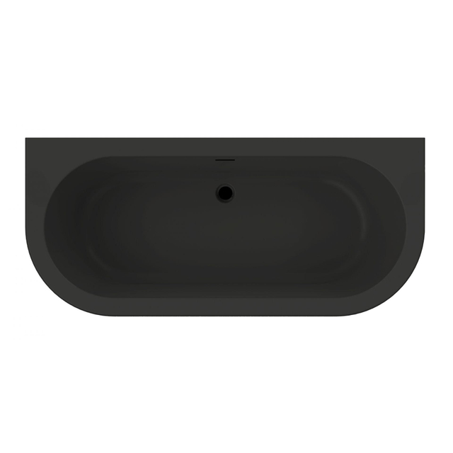 Xenz Charley XS hoekbad - 165x76cm - waste zwart mat - met overloop - Middenopstelling - Acryl Ebony OUTLETSTORE 7020-29-29