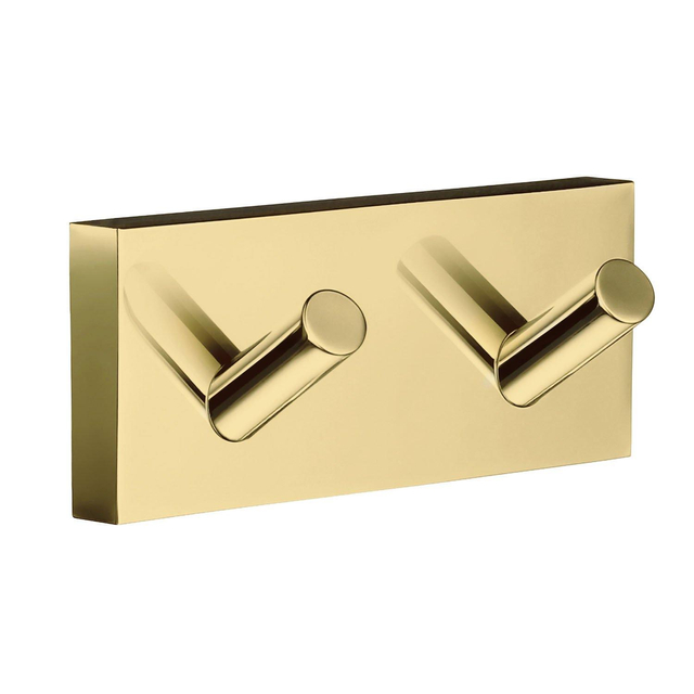 Smedbo House Handdoekhaak - 9x4cm - dubbel - messing RV356