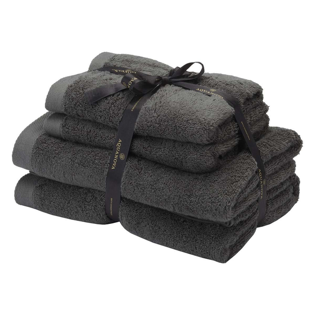 Aquanova Rio - Handdoek bundel - GOTS KATOEN - 2x 50x100 + 2x 67x130 cm - Dark Grey (donker grijs) RIOBUS-98