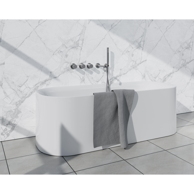 Fortifura Nebbio Badcombinatie-set - thermostaatkraan - inbouwdeel - 2x uitbreiding inbouwdeel - wandaansluitbocht - metalen doucheslang - staaf handdouche - uitloop - geborsteld RVS PVD (RVS) SW11830