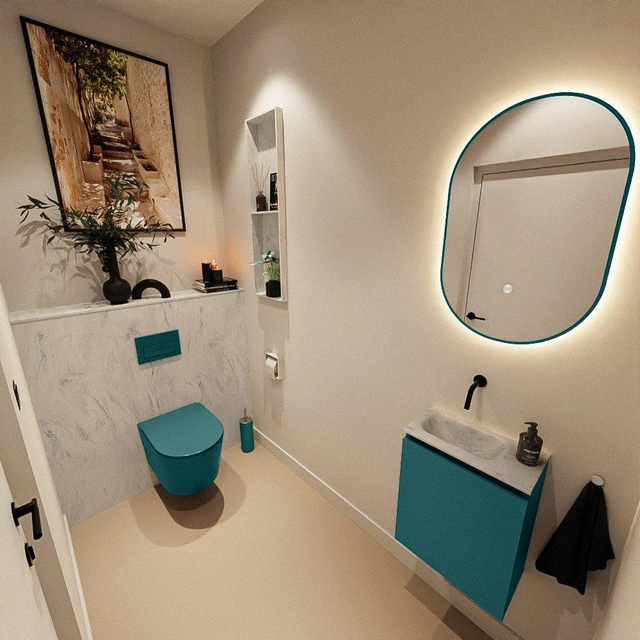 MONDIAZ TURE-DLUX 40cm toiletmeubel Smag. EDEN wastafel Opalo positie links. Zonder kraangat. TUREDX40SMAL0OPA