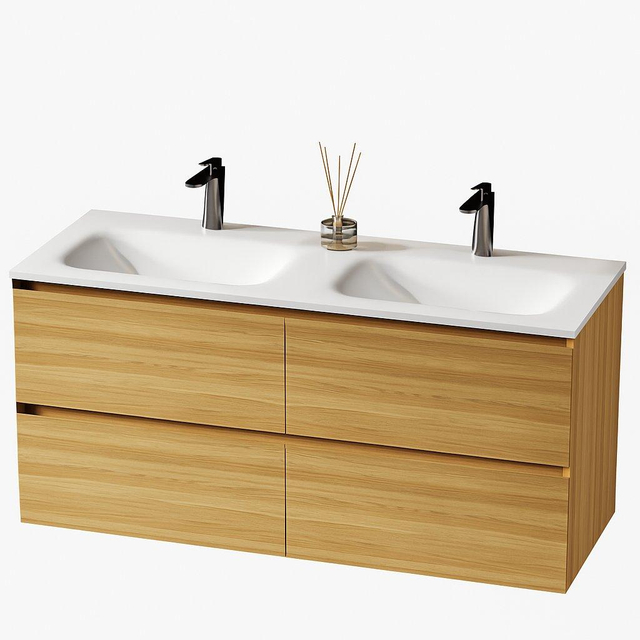 Saniclass Terra Wastafelonderkast - 120cm - 4 lades - sandwood