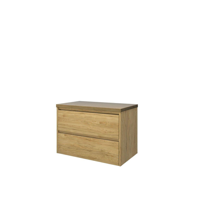 Proline Top badkamermeubelset - 80x46x55.2cm - wastafelblad - symmetrisch - MFC Ideal oak 1817252