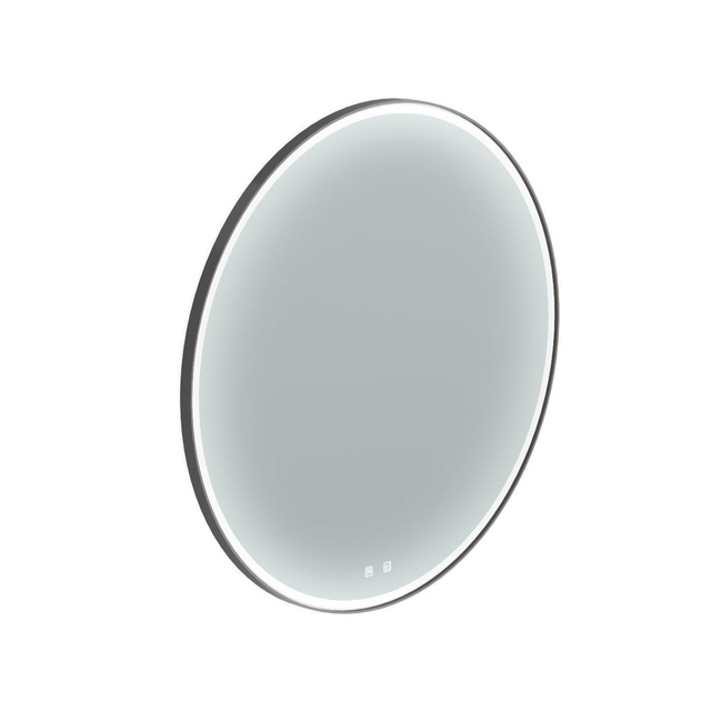 Thebalux Type M spiegel 100x100cm rond met verlichting en spiegelverwarming led zwart aluminium 4SP1