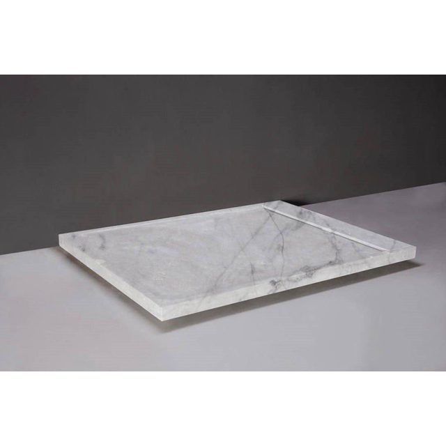 Forzalaqua Fresco douchebak 90x120cm Rechthoek inclusief RVS afvoer Natuursteen Carrara gepolijst 30