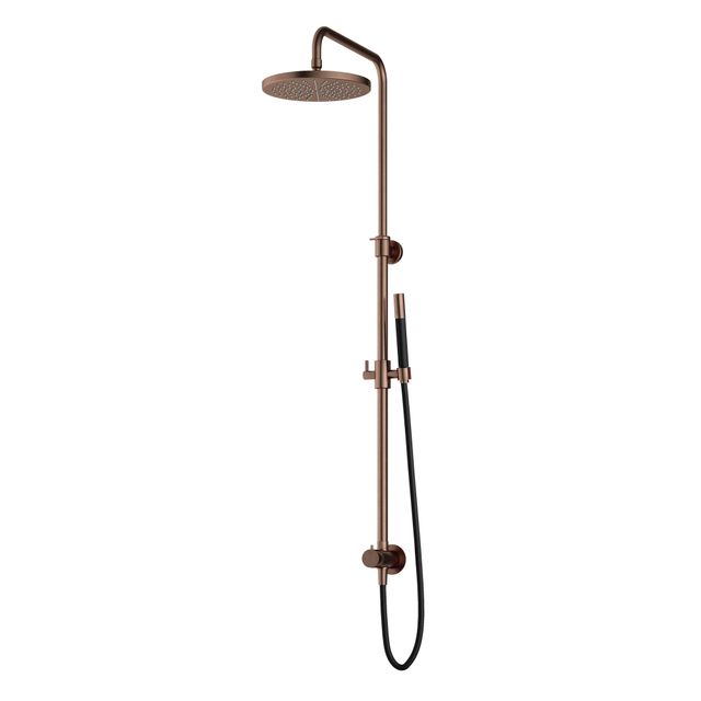 Hotbath Cobber M438 regendoucheset met omstel en 150cm doucheslang met 30cm ronde hoofddouche staafhanddouche koper geborsteld PVD M438BCP5