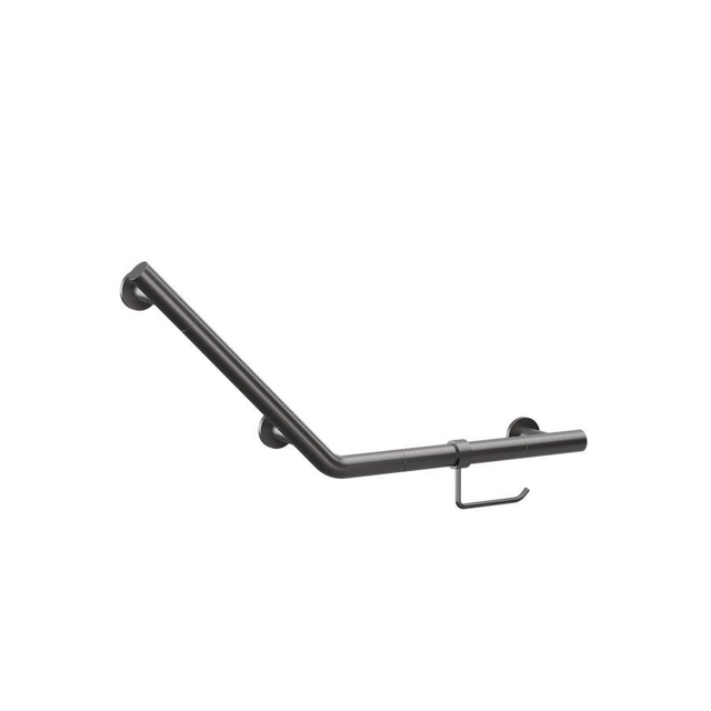 Crosswater Handgreep met WC-rolhouder - schuin - 71.9x33.2cm - Slate (gunmetal) GBA7232T