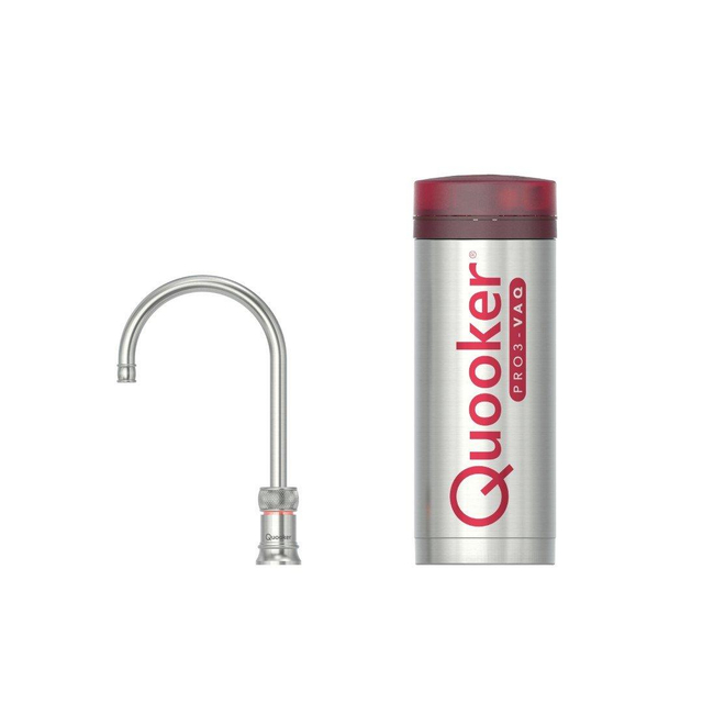 Quooker Classic Nordic Round kokendwaterkraan - draaibare uitloop - PRO3 reservoir - Warm / kokend water - RVS 3CNRRVS