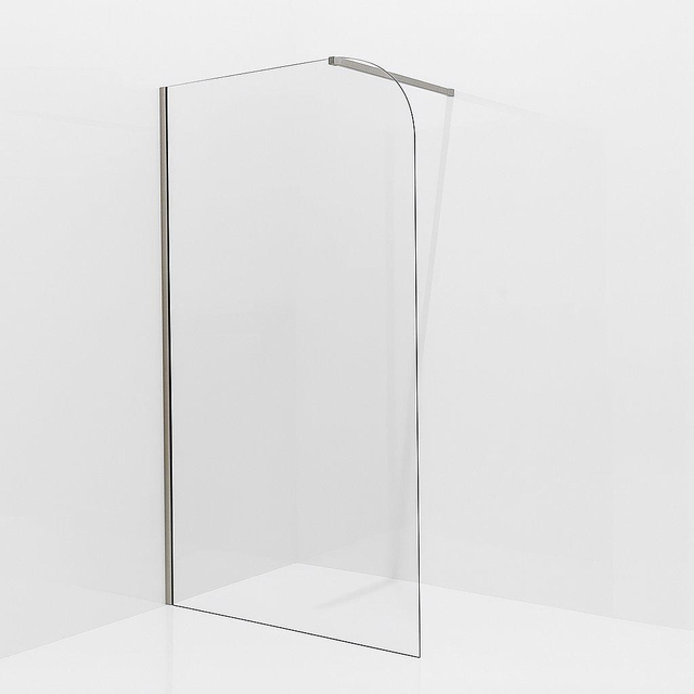Fortifura Galeria Inloopdouche - 90x200cm - afgeronde glaswand - helder glas - wandarm - geborsteld RVS PVD (RVS) SW1245009/SW797908
