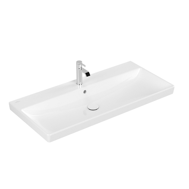 Villeroy & Boch Avento meubelwastafel 100x47cm 1 kraangat met overloop ceramic+ wit 4156a5r1