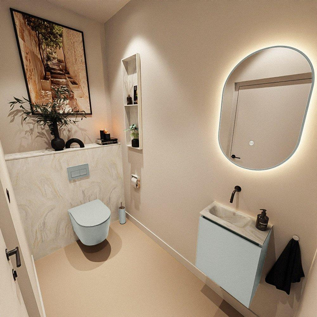 MONDIAZ TURE-DLUX 40cm toiletmeubel Greey. EDEN wastafel Ostra positie links. Zonder kraangat. TUREDX40GREL0OST