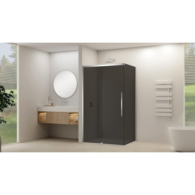 Van Rijn Products ST09 Schuifdeur tbv hoekcabine - 140x200cm - grijs rookglas - soft-close - Chroom ST09350140GRCH