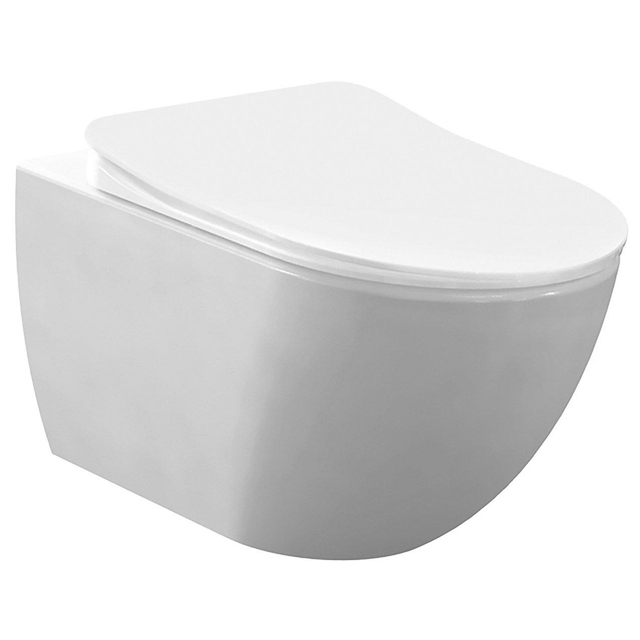 Creavit Design Hangend Toilet 35.3x51cm RVS Bidetsproeier verborgen bevestiging wit FE320-00CB00E-00