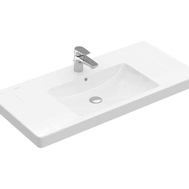 Villeroy & Boch Subway 2.0 wastafel - 80x47cm - 1 kraangat - ongeslepen - met overloop - keramiek - glans wit 71758001