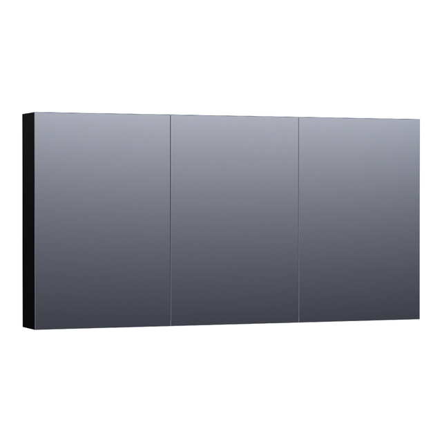 BRAUER Plain Spiegelkast 140x70x15cm 3 links- en rechtsdraaiende spiegeldeuren MDF hoogglans zwart S