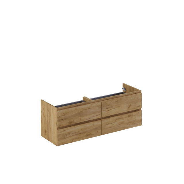 Thebalux Type wastafelonderkast 4 lades 4 x lade met houten greeplijst wand MDF/spaanderplaat sequoia 1TY140041SQ