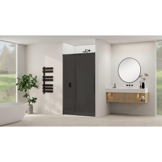 Van Rijn Products ST09 Schuifdeur vast deel - 157.5x200cm - grijs rookglas - soft-close - incl. Zwart ST09300160GRZW
