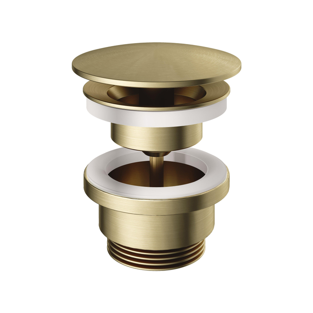 Hotbath Pal always open plug met schroef rond messing geborsteld OUTLETSTORE P708BB
