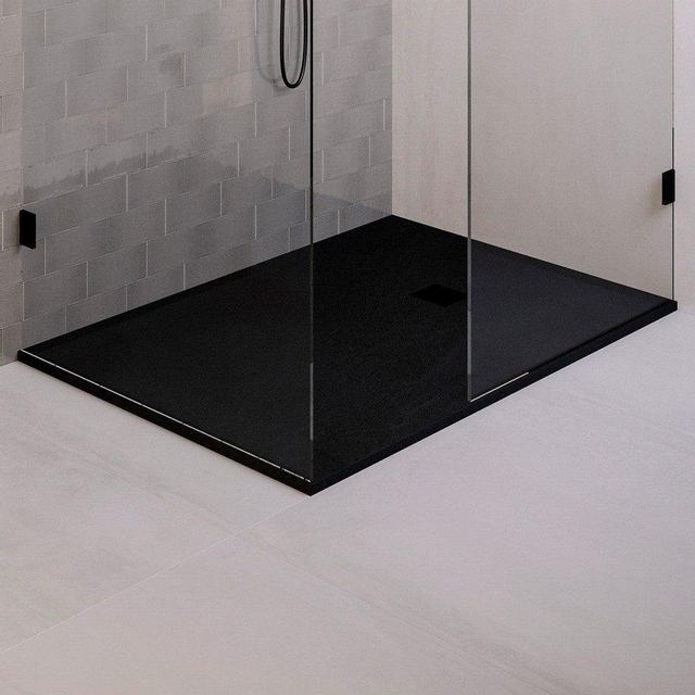 BRAUER Asteroid Douchebak 100x160 incl. antislip en antibacterieel mineraalmarmer mat zwart DB-AS100160MZ