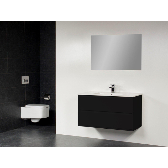 Saniclass New Future Empoli badmeubel 100cm met spiegel zwart sw2194-sw3169-sw24870-