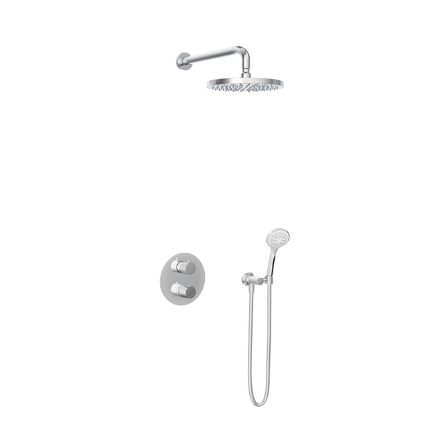 Hotbath Buddy IBS Regendoucheset - 2-weg-omstel - 35cm wandarm - 25cm ronde hoofddouche - 3 standen handdouche - chroom IBS1ACR14