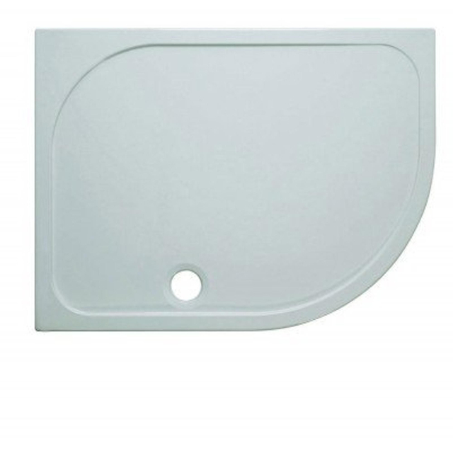 Crosswater Shower Tray douchebak 120x80x4.5cm rechts inclusief 90mm afvoer 55 radius met antikalkbehandeling polybeton wit SRQ81200RH