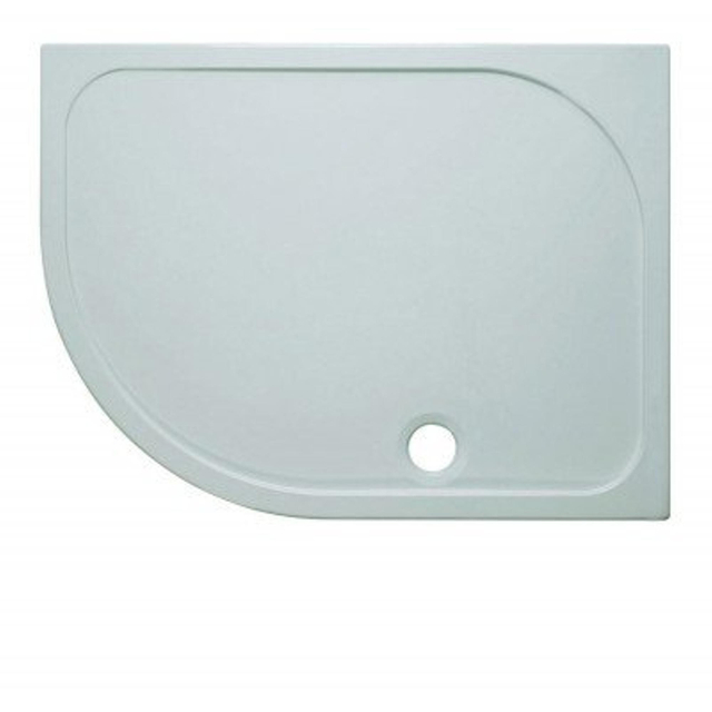 Crosswater Shower Tray douchebak 120x80x4.5cm links inclusief 90mm afvoer 55 radius met antikalkbehandeling polybeton wit SRQ81200LH