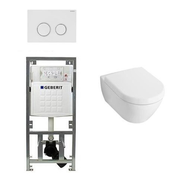 Villeroy & Boch Subway 2.0 Compact met zitting toiletset met geberit inbouwreservoir en sigma20 druk