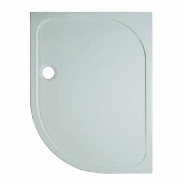 Crosswater Shower Tray douchebak 120x90x4.5cm offset rechts 90mm afvoer kwartrond polybeton wit SRQ91200RH