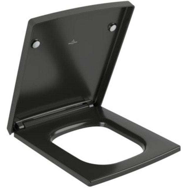 Villeroy & boch Memento 2.0 closetzitting qr + sc rvs scharnieren p.black C+ 8m24s1r7