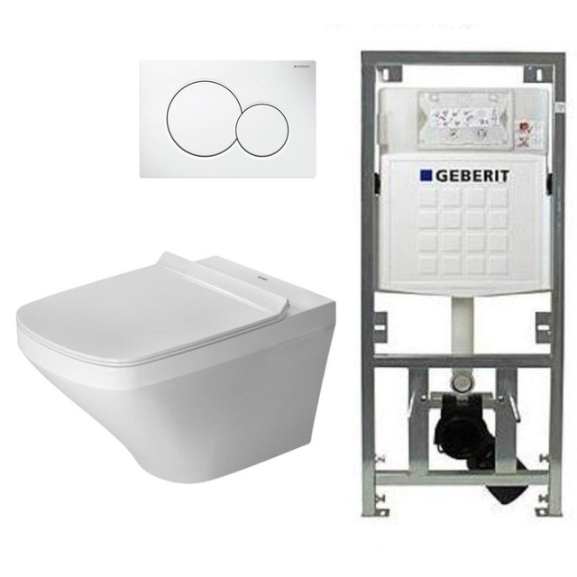 Duravit Durastyle toiletset met inbouwreservoir geberit toiletzitting met softclose en sigma01 bedieningsplaat wit 0701131/0700518/sw54193/sw68351/