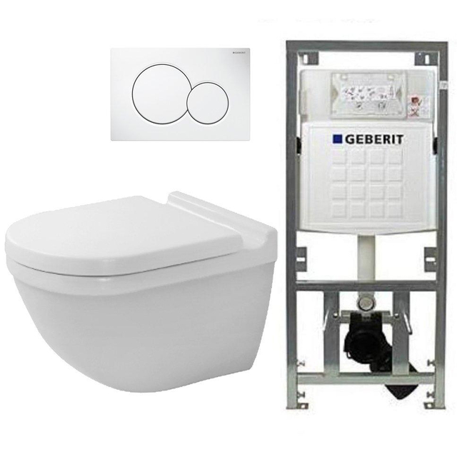 Duravit Starck 3 toiletset met Geberit inbouwreservoir toiletzitting met Saniclass softclose zitting