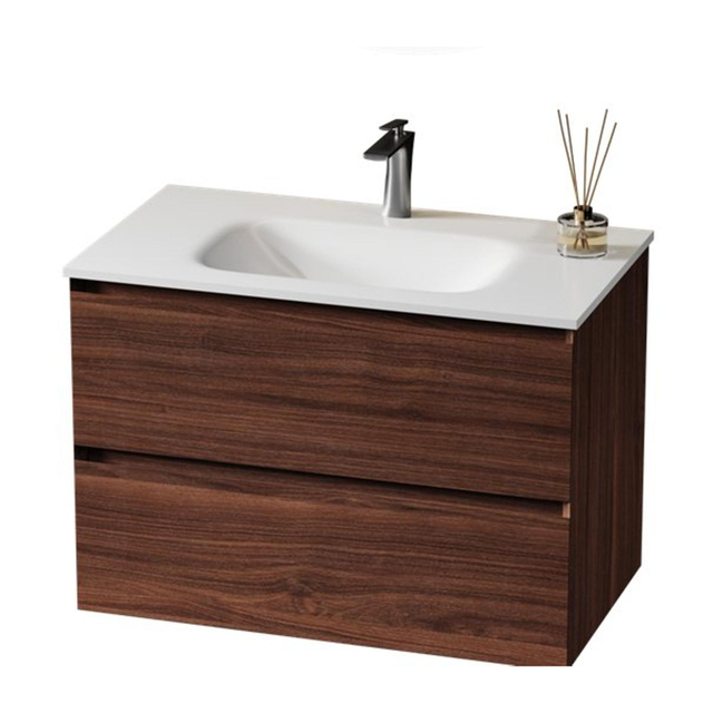 Saniclass Terra Wastafelonderkast - 100cm - 2 lades - kastanje