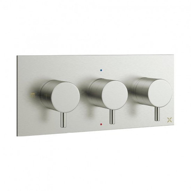 Crosswater MPRO inbouw thermostatisch douchekraan horizontaal 2 stopkranen geborsteld RVS sw385421/sw385440