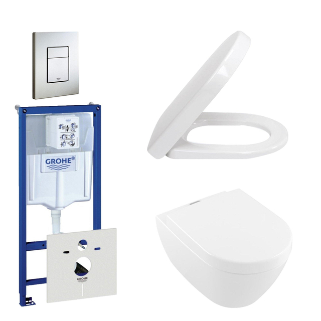 Villeroy & Boch ViFresh Toiletset inbouwreservoir diepspoel wandcloset softclose bedieningsplaat ver