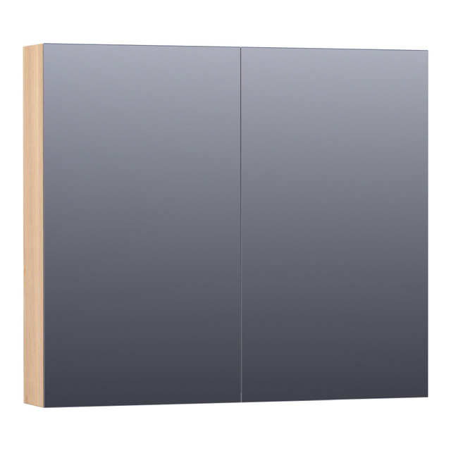 BRAUER Plain Spiegelkast 80x70x15cm 2 links-rechtsdraaiende spiegeldeuren hout Smoked oak SK-PL80SO