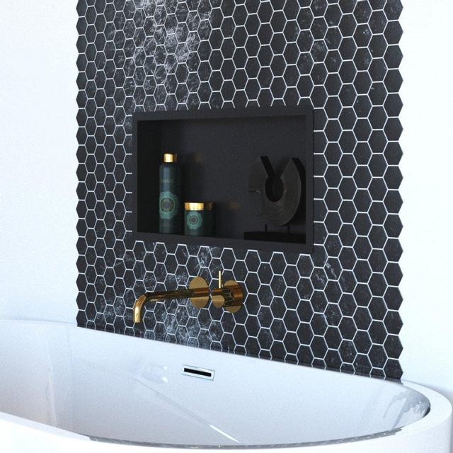 Saniclass Hide luxe Inbouwnis 30x60x7cm met flens zwart mat BOX-30x60S