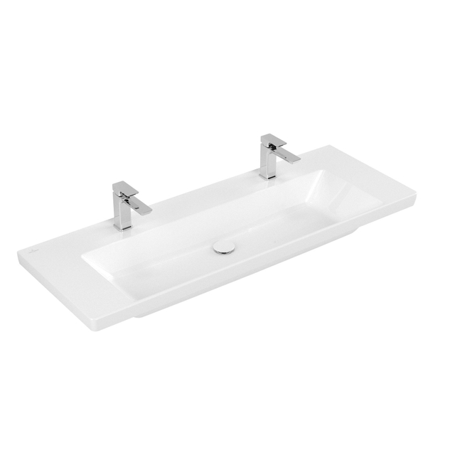 Villeroy & Boch Subway 3.0 meubelwastafel 130x47x17cm Rechthoek 2 kraangaten zonder overloopgat Wit Alpin glans Ceramic 4a70d101